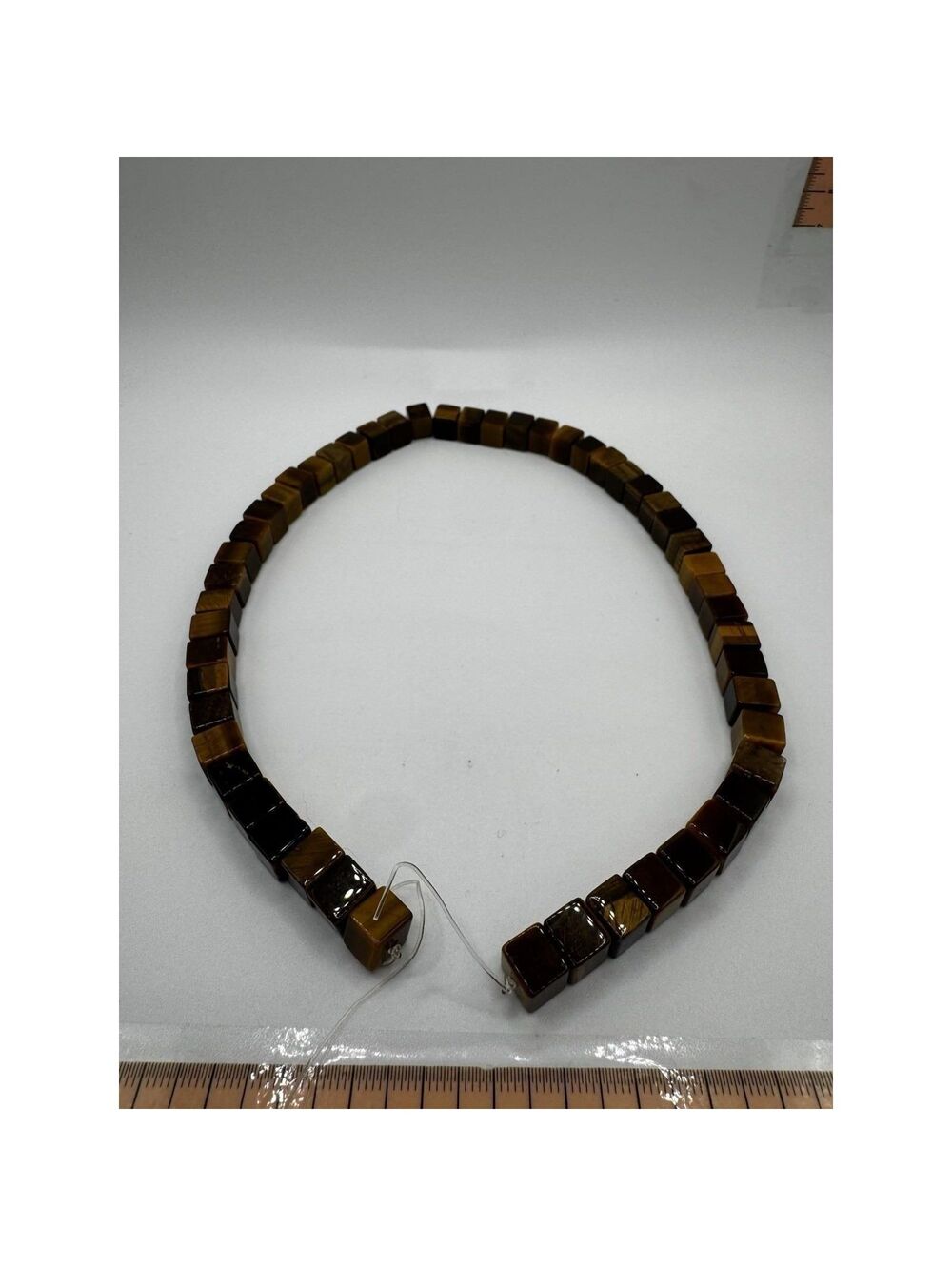 16" Strand Of 8mm Cube Tiger's Eye Center Cut Beads / Jewelry Making Crafts